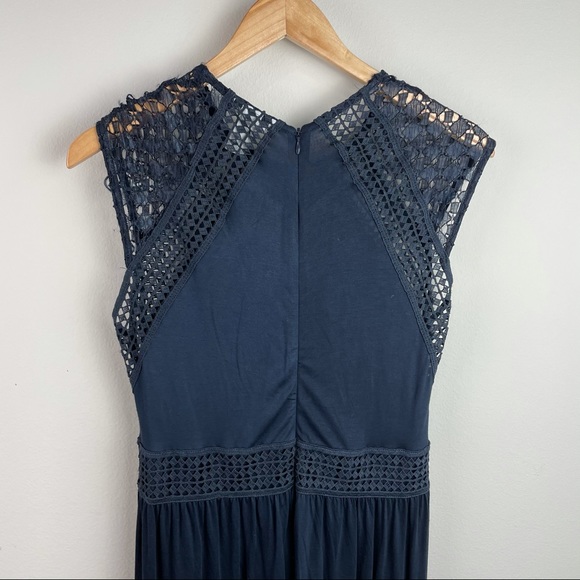 H&M Navy Crocheted Maxi Dress Medium - Picture 11 of 15